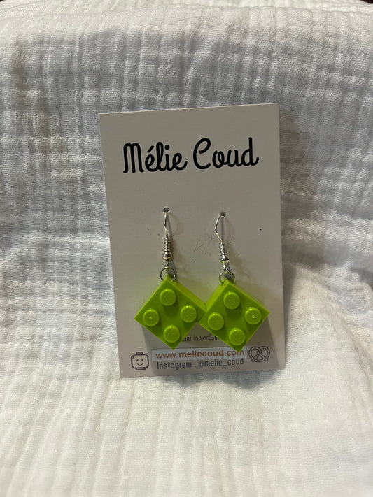 Boucles d'oreilles pendantes brique 4 tenons