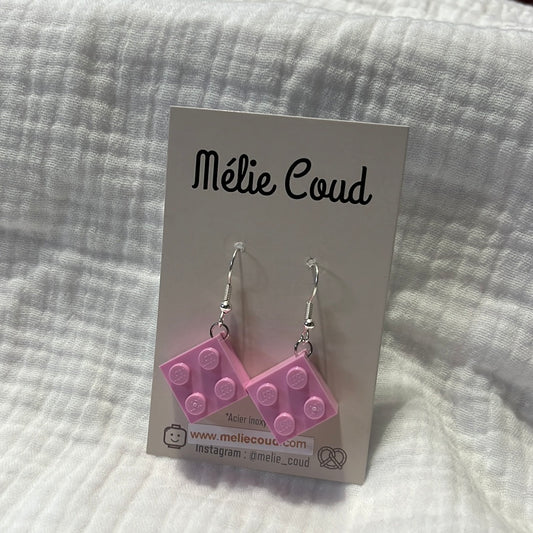 Boucles d'oreilles pendantes brique 4 tenons