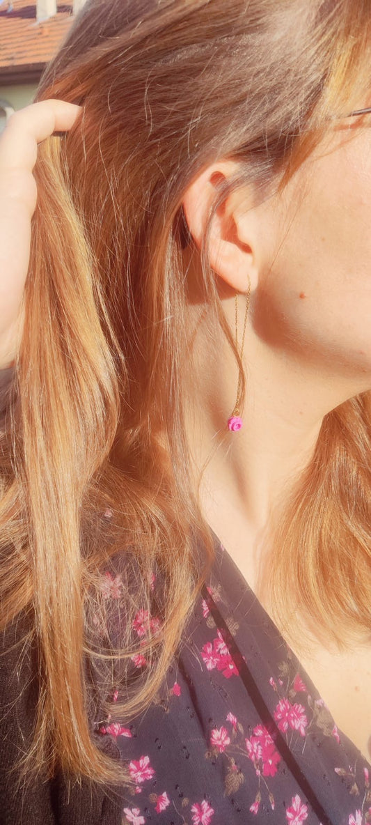 Boucles d’oreilles pendantes fleurs