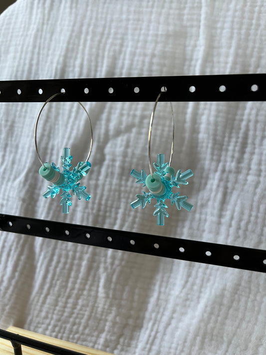 Boucles d'oreilles pendantes flocons neige (éléments)